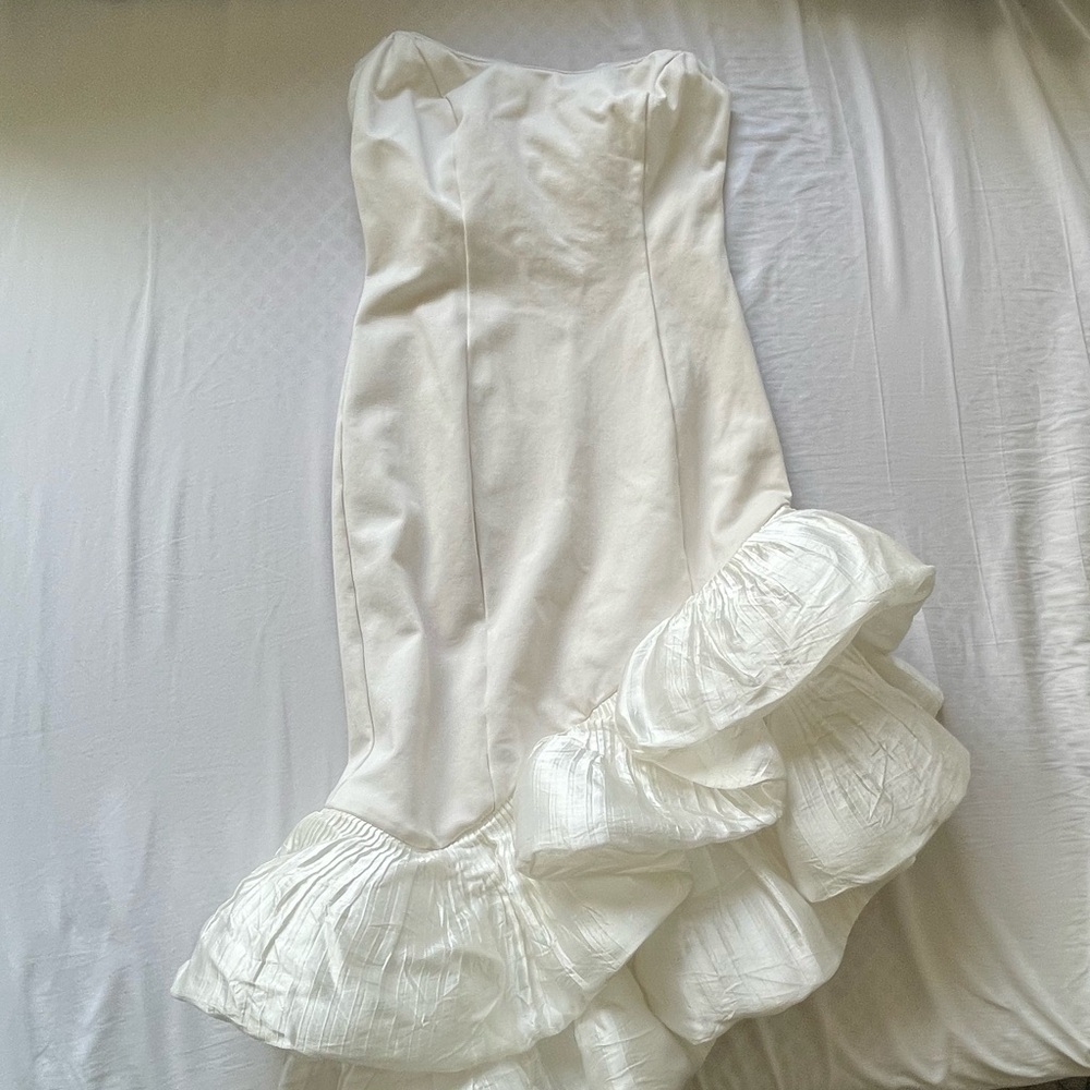 BHLDN White Strapless Ruffled Trumpet Dress - Picture 3 of 14